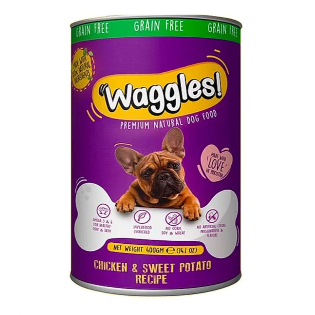Waggles Wet Dog Food Canned - Chicken and Sweet Potato - 400g