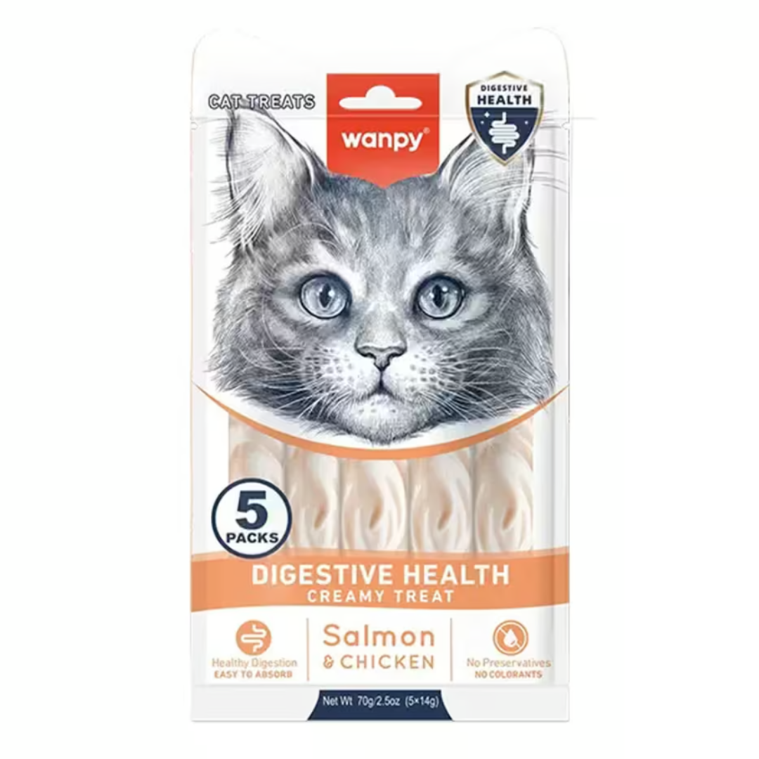 Wanpy Functional Creamy Lickable Cat Treat - Digestive Health - 5x14g