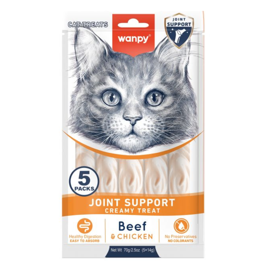 Wanpy Functional Creamy Lickable Cat Treat - Joint Support - 5x14g