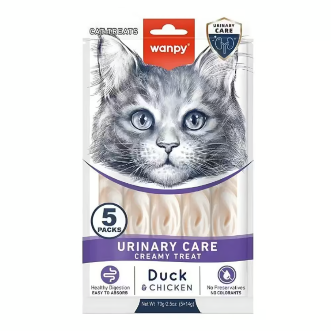 Wanpy Functional Creamy Lickable Cat Treat - Urinary Care - 5x14g