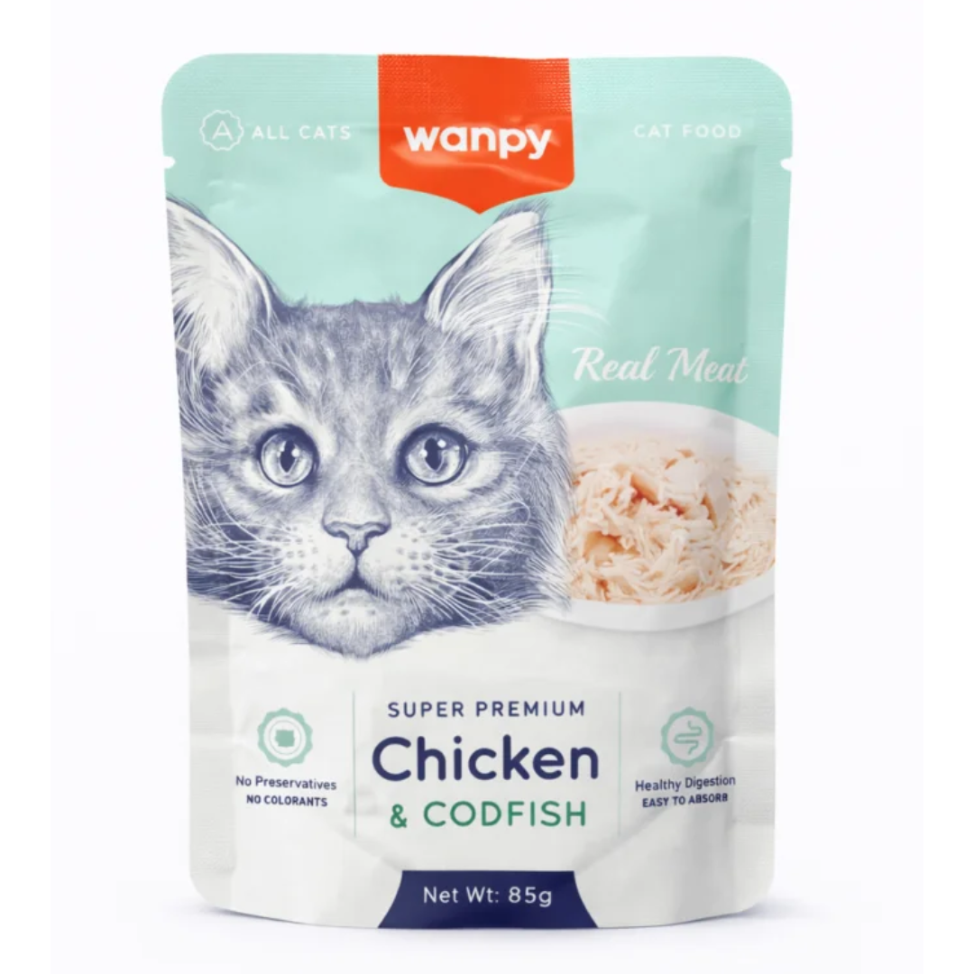 Wanpy Jelly Food for Cats - Chicken and Codfish - 85g