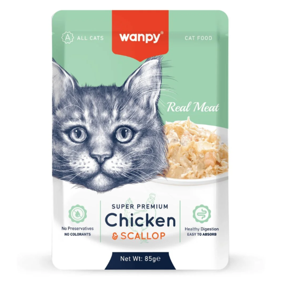 Wanpy Jelly Food for Cats - Chicken and Scallop - 85g