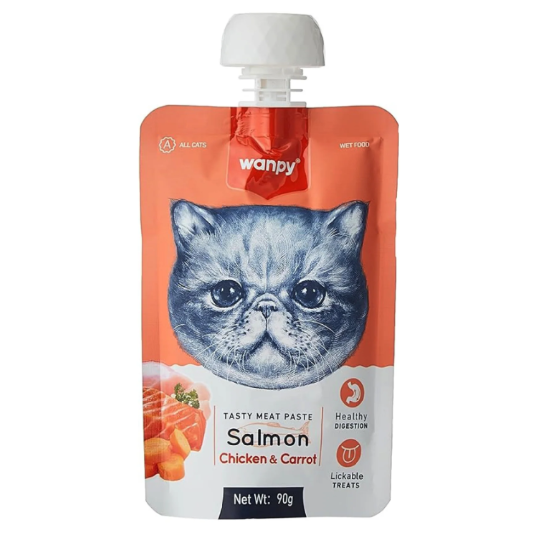 Wanpy Meat Paste for Cats - Salmon, Chicken & Carrot - 90g