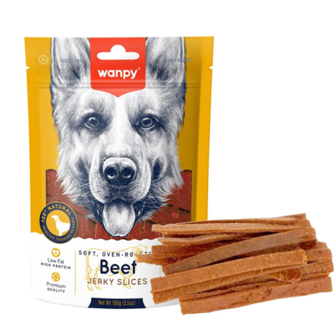 Wanpy Soft Beef Jerky Slices Dog Treats - 100G